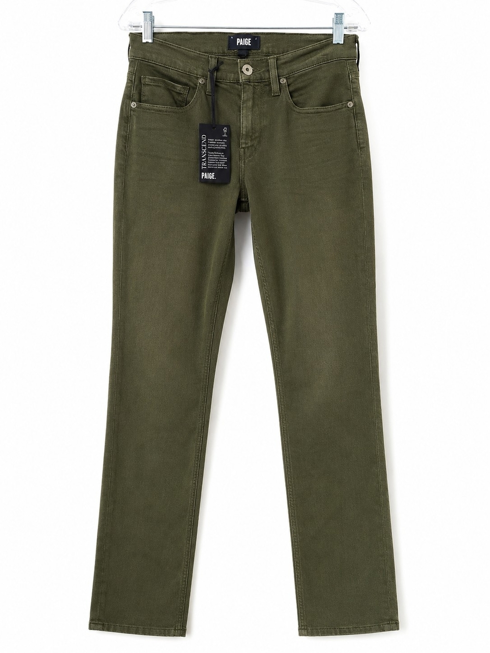 PAIGE Federal Slim Straight Transcend Jeans NWT Olive Green Pine Shade Size 28